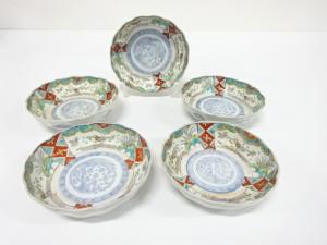 古伊万里　染付色絵　兎文様　なます皿　5客